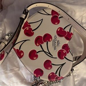 Coach White and Red Crossbody Bag and matching cherry coach key chain